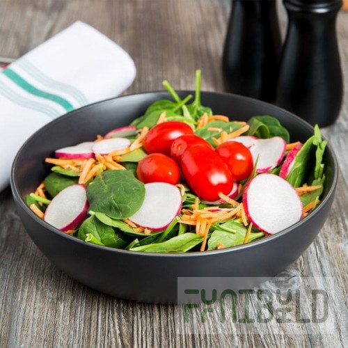 10 Strawberry Street WM-6-BLK Wazee Matte 48 oz. Round Black Stoneware Serving Bowl - 2/Case