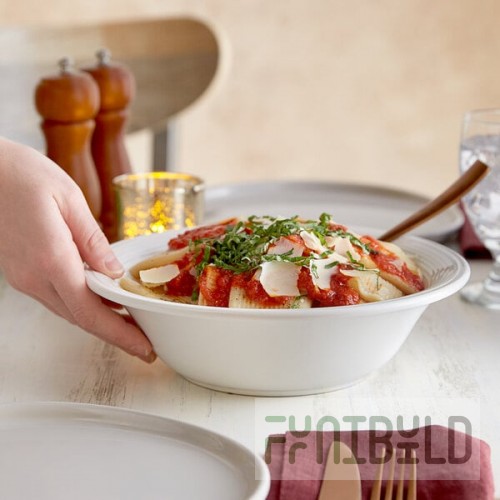 Tuxton BWB-4805 Concentrix 48 oz. White China Pasta / Salad Bowl - 12/Case