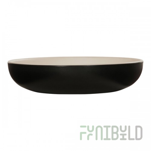Cal-Mil Sophie 30 oz. Ivory and Black Round Two-Tone Melamine Pasta Bowl - 6/Case