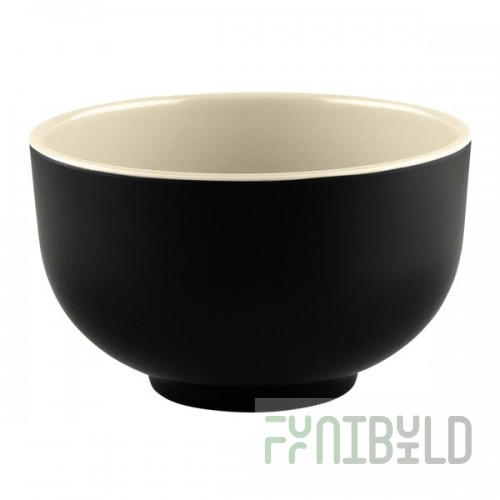 Elite Global Solutions JW4432T Karma 24 oz. Ebony and Sand Round Two-Tone Melamine Bowl - 6/Case