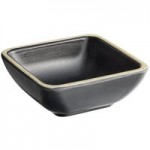 Acopa Ugoki 10 oz. Matte Black Melamine Bowl with Ivory Rim - 12/Pack