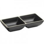 Acopa Ugoki 10 oz. Matte Black Melamine Bowl with Ivory Rim - 12/Pack