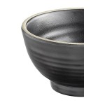 Acopa Ugoki 10 oz. Matte Black Melamine Bowl with Ivory Rim - 12/Pack
