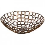 Front of the House Coppered Link 10-Piece Hand-Painted Fused Iron Riser Set with Black Bamboo Buffet Boards