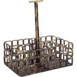 Front of the House Coppered Link 10-Piece Hand-Painted Fused Iron Riser Set with Black Bamboo Buffet Boards