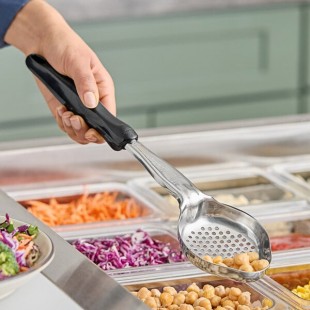 Vollrath 6422420 Jacob's Pride® 4 oz. Black Perforated Oval Spoodle® Portion Spoon Vollrath 6422420 Jacob's Pride® 4 oz. Black Perforated Oval Spoodle® Portion Spoon