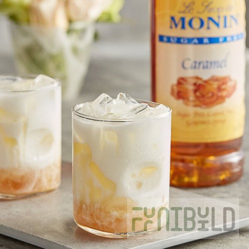 Monin Sugar-Free Caramel Flavoring Syrup 1 Liter - 4/Case