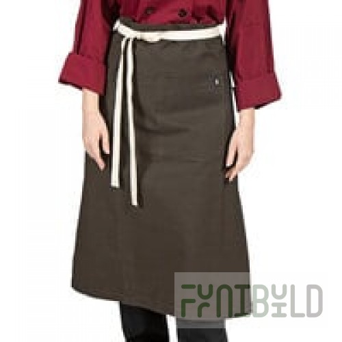 Uncommon Chef 3119 Walnut Customizable 100% Cotton Canvas Marvel Bistro Apron with Natural Webbing and 1 Pocket - 33
