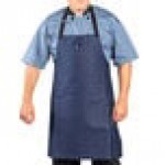 Uncommon Chef 3108 Indigo Customizable 100% Cotton Denim Radical Bib Apron with Black Webbing and 3 Pockets - 34 Uncommon Chef 3108 Indigo Customizable 100% Cotton Denim Radical Bib Apron with Black Webbing and 3 Pockets - 34
