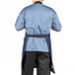 Uncommon Chef 3108 Indigo Customizable 100% Cotton Denim Radical Bib Apron with Black Webbing and 3 Pockets - 34 Uncommon Chef 3108 Indigo Customizable 100% Cotton Denim Radical Bib Apron with Black Webbing and 3 Pockets - 34
