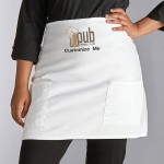 Choice White Customizable Poly-Cotton Half Bistro Apron with 2 Pockets - 18 Choice White Customizable Poly-Cotton Half Bistro Apron with 2 Pockets - 18