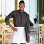 Choice White Customizable Poly-Cotton Half Bistro Apron with 2 Pockets - 18 Choice White Customizable Poly-Cotton Half Bistro Apron with 2 Pockets - 18
