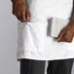 Choice White Customizable Poly-Cotton Half Bistro Apron with 2 Pockets - 18 Choice White Customizable Poly-Cotton Half Bistro Apron with 2 Pockets - 18