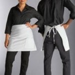 Choice White Customizable Poly-Cotton Half Bistro Apron with 2 Pockets - 18 Choice White Customizable Poly-Cotton Half Bistro Apron with 2 Pockets - 18