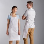 Choice White Customizable Poly-Cotton Half Bistro Apron with 2 Pockets - 18 Choice White Customizable Poly-Cotton Half Bistro Apron with 2 Pockets - 18