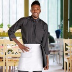 Choice White Customizable Poly-Cotton Half Bistro Apron with 2 Pockets - 18 Choice White Customizable Poly-Cotton Half Bistro Apron with 2 Pockets - 18