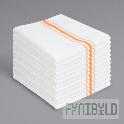 Hospeco Mariposa Orange 100% Spun Polyester Bistro Striped Cloth Napkins, 18