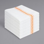 Hospeco Mariposa Orange 100% Spun Polyester Bistro Striped Cloth Napkins, 18