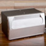 Vollrath 6515-06 Black Two Sided Tabletop Minifold Napkin Dispenser with Chrome Faceplate Vollrath 6515-06 Black Two Sided Tabletop Minifold Napkin Dispenser with Chrome Faceplate