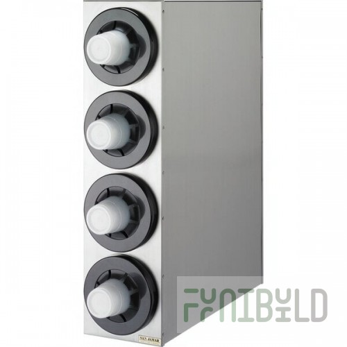 San Jamar C2854 Sentry Stainless Steel 4-Slot Vertical 8 - 44 oz. Countertop Cup Dispenser Cabinet