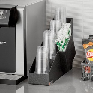 ServSense Black 5-Section Countertop Cup / Lid / Straw Organizer - 6 1/2