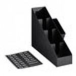 ServSense Black 5-Section Countertop Cup / Lid / Straw Organizer - 6 1/2