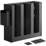 ServSense Black 5-Section Countertop Cup / Lid / Straw Organizer - 6 1/2