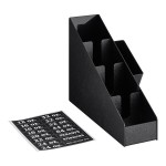 ServSense Black 5-Section Countertop Cup / Lid / Straw Organizer - 6 1/2
