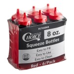 Choice 8 oz. Red Squeeze Bottle - 6/Pack Choice 8 oz. Red Squeeze Bottle - 6/Pack