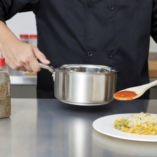 Vollrath 47740 Intrigue 2.25 Qt. Stainless Steel Sauce Pan with Aluminum-Clad Bottom