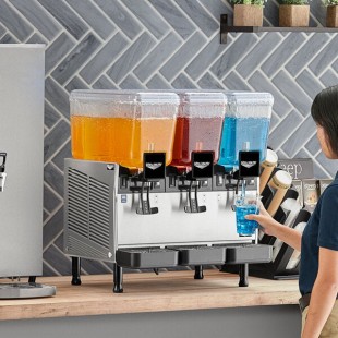 Vollrath VBBD3-37-F Triple 3.17 Gallon Bowl Refrigerated Beverage Dispenser with Fountain Spray Circulation - 115V Vollrath VBBD3-37-F Triple 3.17 Gallon Bowl Refrigerated Beverage Dispenser with Fountain Spray Circulation - 115V