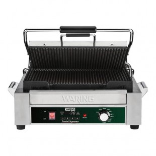 Waring WPG250TX Panini Supremo Grooved Top & Bottom Panini Sandwich Grill with Timer - 14 1/2