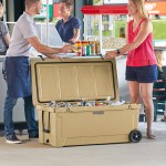 CaterGator CG170SPBW Beige 170 Qt. Mobile Rotomolded Outdoor Cooler / Ice Chest