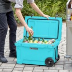 CaterGator CG45BLW Sky Blue 45 Qt. Mobile Rotomolded Outdoor Cooler / Ice Chest