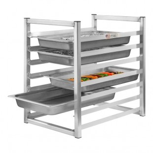 New Age 7 Pan End Load Aluminum Steam Table Pan Insert Rack 97073