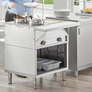 ServIt Two Pan Open Well Electric Steam Table with Partially Enclosed Base - 120V, 1000W