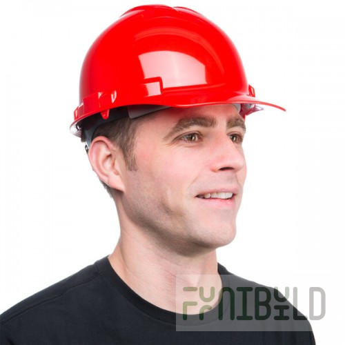 Cordova Duo Safety Red Cap Style Hard Hat with 6-Point Ratchet Suspension