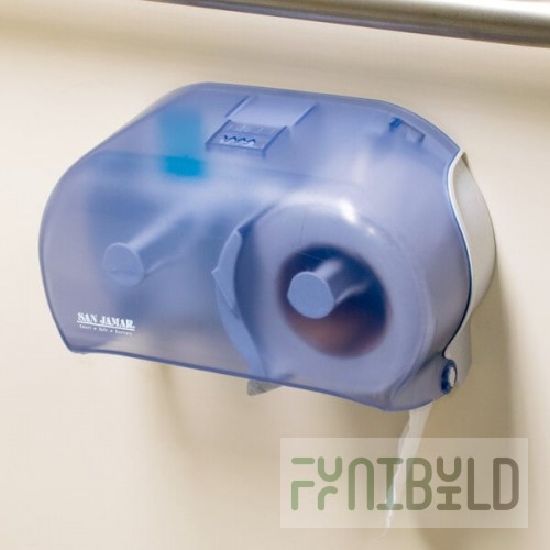 San Jamar R3600TBL Versatwin Double Roll Standard Toilet Tissue Dispenser - Arctic Blue