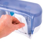 San Jamar R3600TBL Versatwin Double Roll Standard Toilet Tissue Dispenser - Arctic Blue