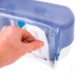 San Jamar R3600TBL Versatwin Double Roll Standard Toilet Tissue Dispenser - Arctic Blue