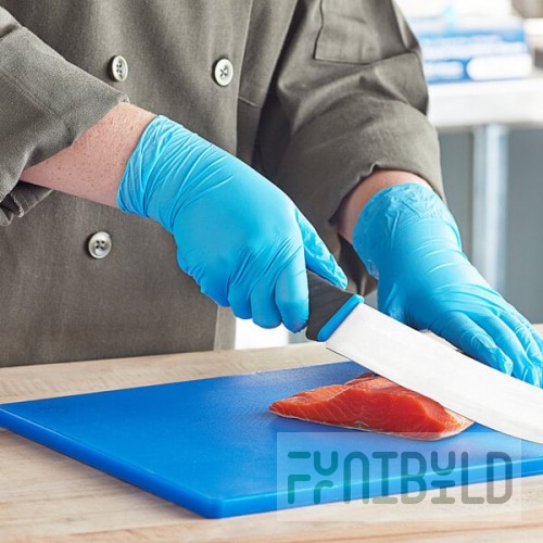 Noble Powder-Free Disposable Blue Hybrid 3.5 Mil Thick Gloves - Large - 1,000/Case