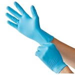 Noble Powder-Free Disposable Blue Hybrid 3.5 Mil Thick Gloves - Large - 1,000/Case
