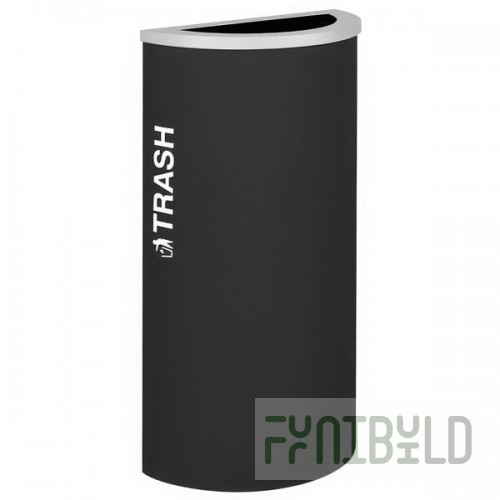 Ex-Cell Kaiser RC-KDHR-T BLX Kaleidoscope Collection Black Texture 8 Gallon Customizable Half Round Trash Can