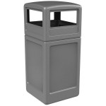 Commercial Zone 73290399 PolyTec 42 Gallon Square Gray Trash Can and Dome Lid Set