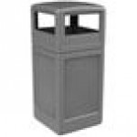 Commercial Zone 73290399 PolyTec 42 Gallon Square Gray Trash Can and Dome Lid Set
