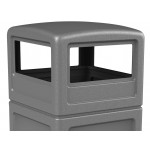 Commercial Zone 73290399 PolyTec 42 Gallon Square Gray Trash Can and Dome Lid Set