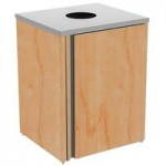 Lakeside 3412HRM Stainless Steel Rectangular Refuse / Recycling Station with Top Access and Hard Rock Maple Laminate Finish - 26 1/2 Lakeside 3412HRM Stainless Steel Rectangular Refuse / Recycling Station with Top Access and Hard Rock Maple Laminate Finish - 26 1/2
