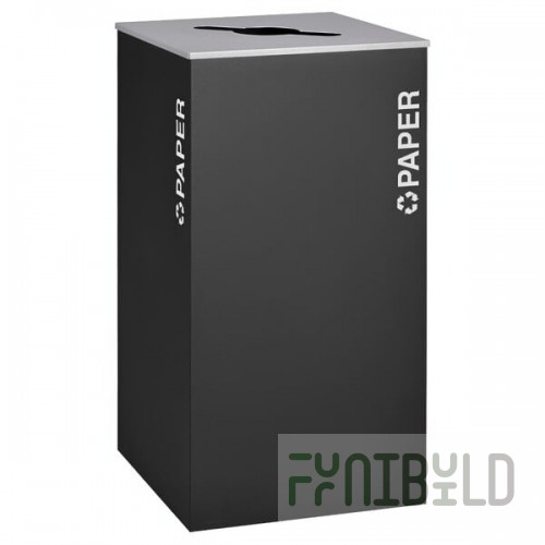 Ex-Cell Kaiser RC-KD36-P BLX Kaleidoscope XL Series Black Texture Square 36 Gallon Customizable Paper Receptacle