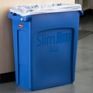 Rubbermaid® 1971257 Slim Jim 64 Qt. / 16 Gallon Blue Rectangular Trash Can