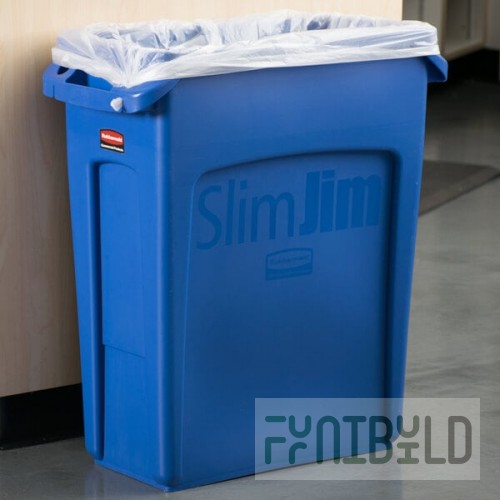Rubbermaid® 1971257 Slim Jim 64 Qt. / 16 Gallon Blue Rectangular Trash Can